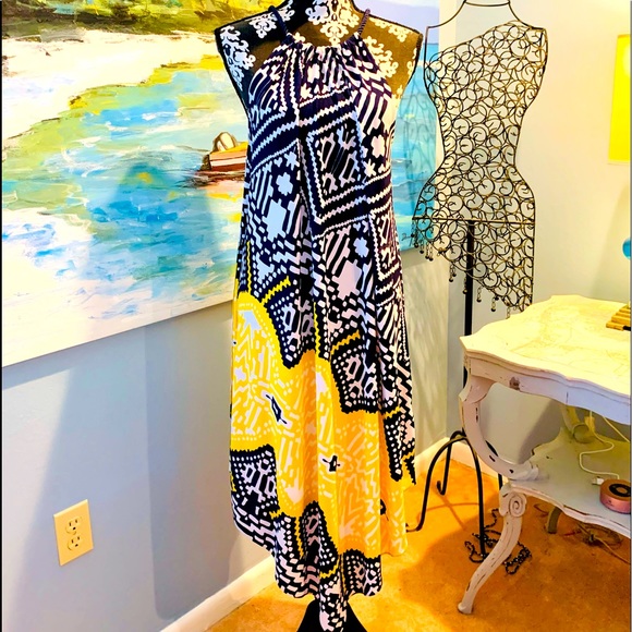 dressbarn Dresses & Skirts - DB, Lovely Navy & Yellow Halter Maxi Dress, Sz 1X